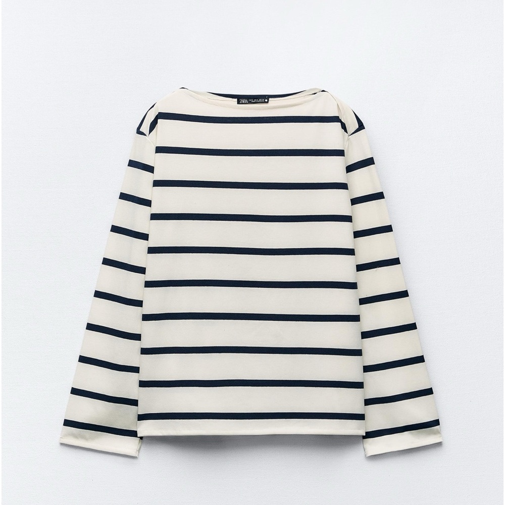 Zara Striped Mariner Cotton Long Sleeve Shirt Size S